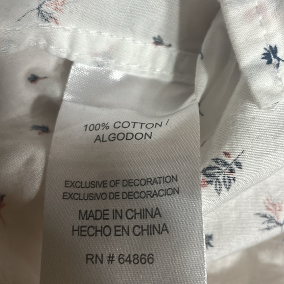 Men's Lee Button Down White Leaf Pattern Long Sleeve Shirt Size Large - Picture 6 of 6